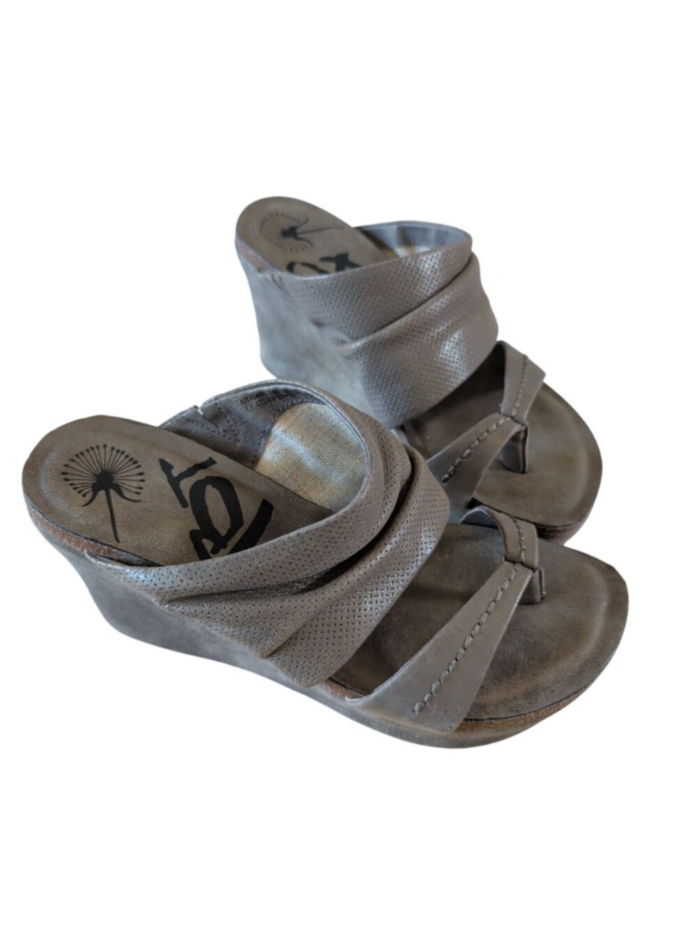 OTBT Balance Wedge Womens Sandals Size 7M Gray Taupe Platform Slip On Open Toe - Picture 4 of 16